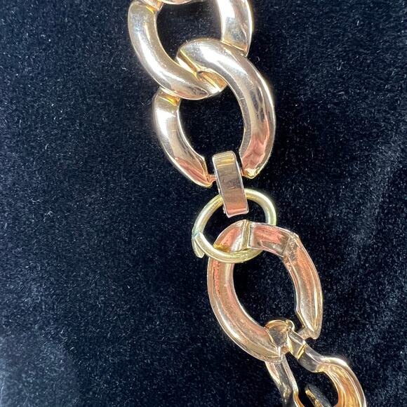 Goldtone Chain Link Necklace Chunky Statement Fashion - Picture 3 of 4